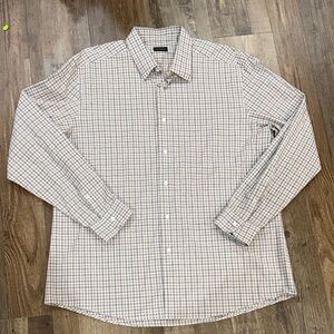 Ermenegildo Zegna Light Blue and Tan Check Dress Shirt